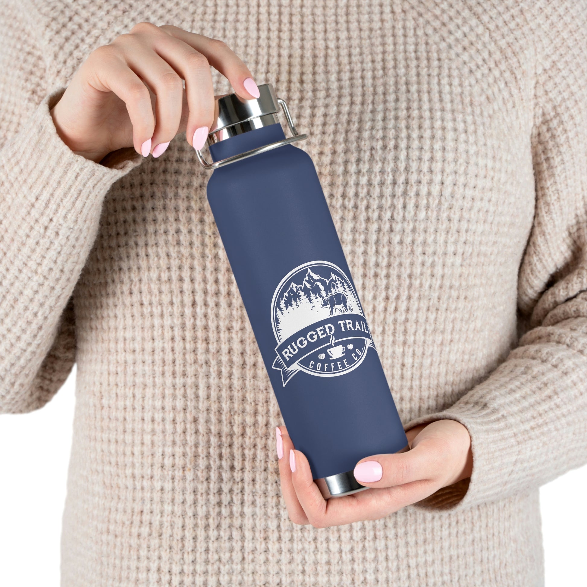 Logo Copper Vacuum Insulated Bottle, 22oz - Rugged Trail Coffee Co.