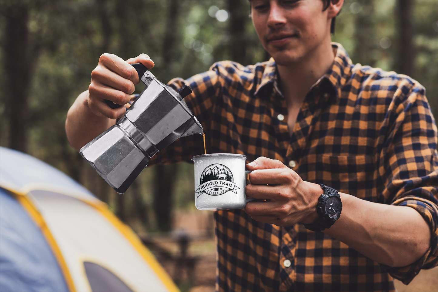 Logo Enamel Camp Cup - Rugged Trail Coffee Co.